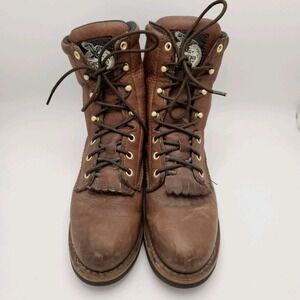 Georgia Boot Farm & Ranch‎ Leather Work Boots Brown Lace Up Logger Style Men's 9